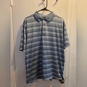 PGA Tour Men's Blue Striped Polo Shirt